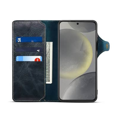 Mobilplånbok 3-kort äkta läder Samsung Galaxy S24 - Blå
