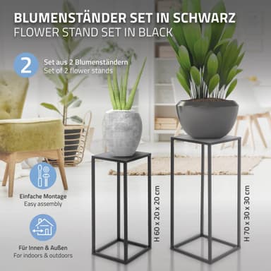 ML Design blomställning 2, svart, 20x60x20/30x70x30cm