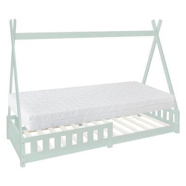ML-Design Barnsäng Tipi 90x200 cm Mint med kallskumsmadrass