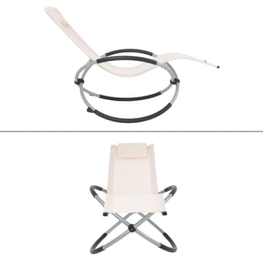 Gungstol med nackstöd 155x45x125 cm Cream Aluminium polyesterlackerad