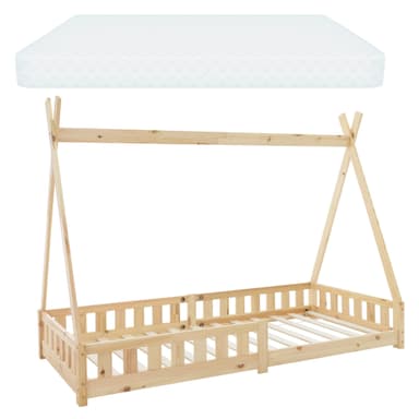 ML-Design Barnsäng Tipi 90x200 cm med kallskumsmadrass