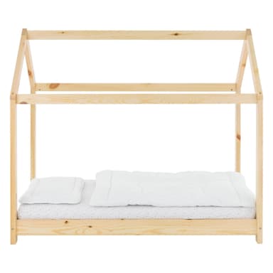 ML Design Säng80x160cm med sänghimmel och slitsad ram, natur