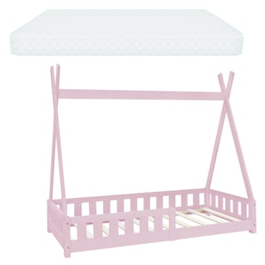 ML-Design Barnsäng Tipi 80x160 cm, rosa, med madrass