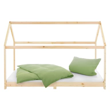 ML-Design Säng90 x200cm med tak och spjälram, natur