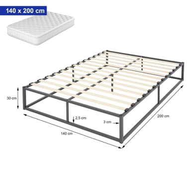 ML Design Metal Bed 140x200cm stålram med slitsad ram, antracit