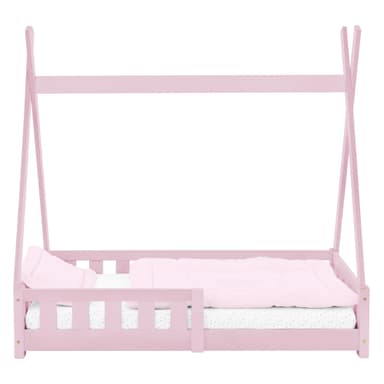 Säng med fallskydd och spaljé 70x140 cm Rosa furu ML-Design