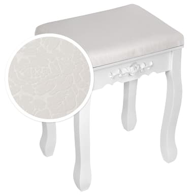 tectake Sminkbord med 4 lådor + spegel + pall - vit