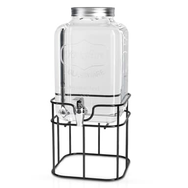 Dryckesdispenser 4 L med kran och ställ Glasbehållare