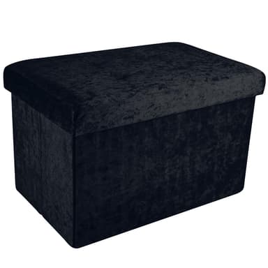 Hopfällbar Sittpall Bänk 49x30x30cm Fotstöd (svart)