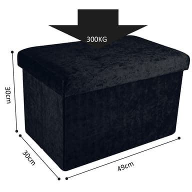 Hopfällbar Sittpall Bänk 49x30x30cm Fotstöd (svart)