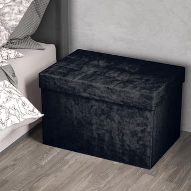 Hopfällbar Sittpall Bänk 49x30x30cm Fotstöd (svart)
