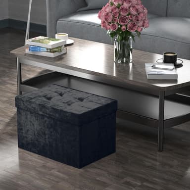 Hopfällbar Sittpall Bänk 49x30x30cm Fotstöd (svart)