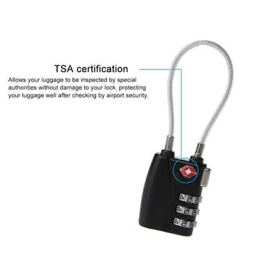 Hänglås Kombinationshänglås bagage TSA - Svart