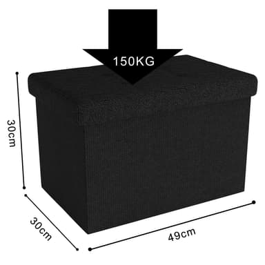 Hopfällbar Sittpall 49x30x30 cm Fotstöd (svart)