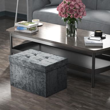 Hopfällbar Sittpall Bänk 49x30x30cm Fotstöd (grå)