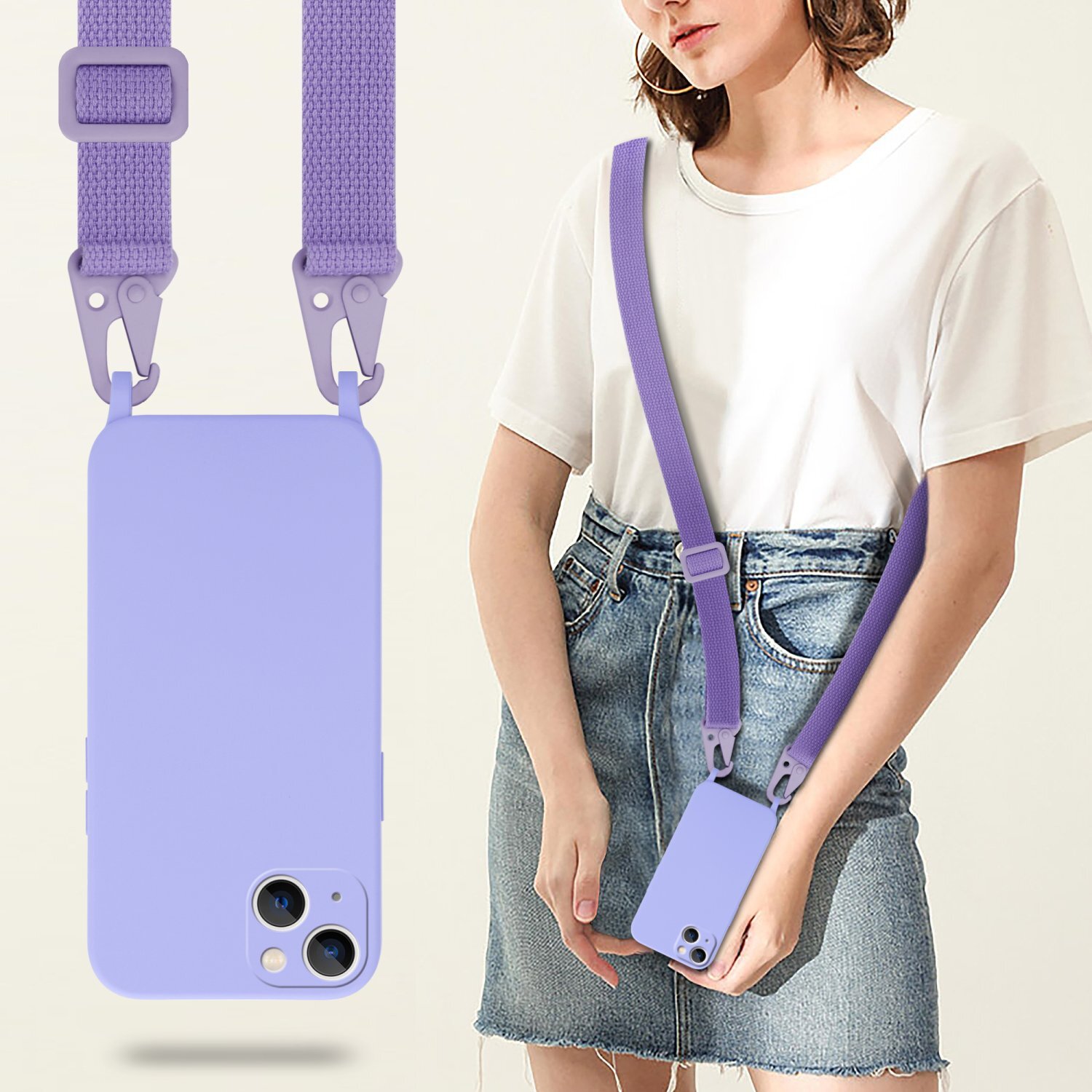 iPhone 14 Skal Fodral Kedja (Lila)