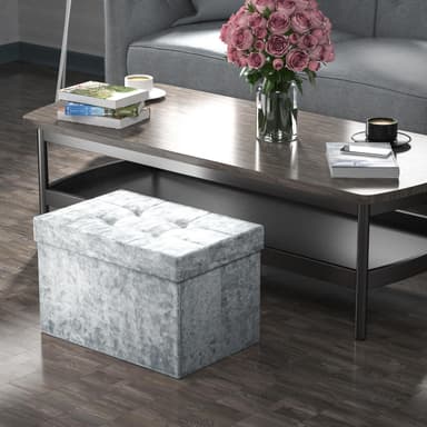 Hopfällbar Sittpall Bänk 49x30x30cm Fotstöd (blå)