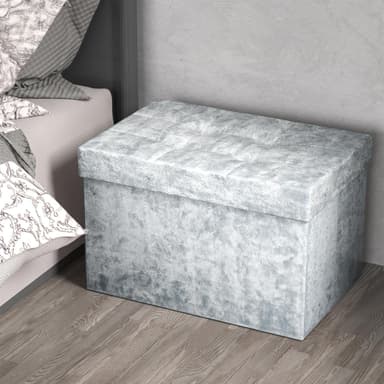 Hopfällbar Sittpall Bänk 49x30x30cm Fotstöd (blå)