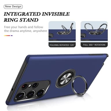 Samsung Galaxy S24 Ultra Hybrid skal med Finger Ring - MörkBlå