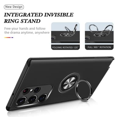 Samsung Galaxy S24 Ultra Hybrid skal med Finger Ring - Svart