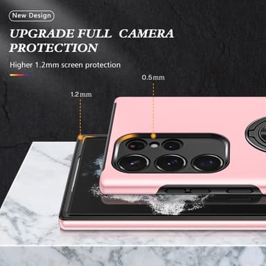 Samsung Galaxy S24 Ultra Hybrid skal med Finger Ring - Rosa