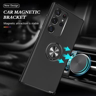 Samsung Galaxy S24 Ultra Hybrid skal med Finger Ring - Svart
