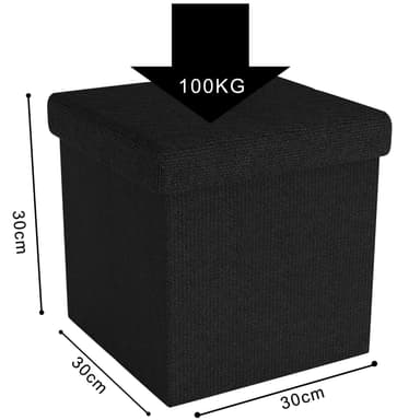 Hopfällbar Sittpall 30x30x30 cm Fotstöd (svart)