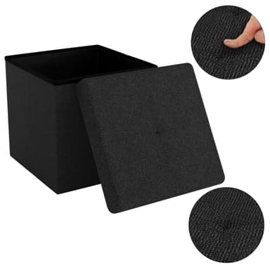 Hopfällbar Sittpall 30x30x30 cm Fotstöd (svart)