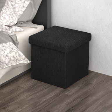 Hopfällbar Sittpall 30x30x30 cm Fotstöd (svart)