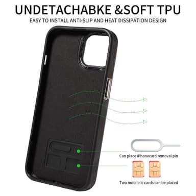 Multifunktionellt telefonfodral med korthållarställ för iPhone iPhone
