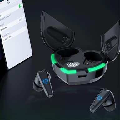 Bluetooth 5.3 In-Ear Hörlurar + Hjärta Laddningsfodral - Svart