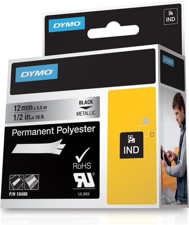 DYMO RhinoPRO märktejp perm poly metallic 12mm (18486)