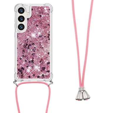 SKALO Samsung S24 Kvicksand Glitter Mobilhalsband - Rosa