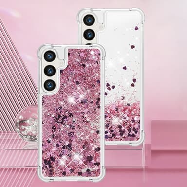 SKALO Samsung S24 Kvicksand Glitter Mobilhalsband - Rosa