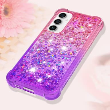 SKALO Samsung S23 FE Kvicksand Glitter Hjärtan TPU-skal - Rosa-Lila