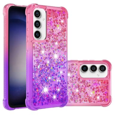 SKALO Samsung S23 FE Kvicksand Glitter Hjärtan TPU-skal - Rosa-Lila