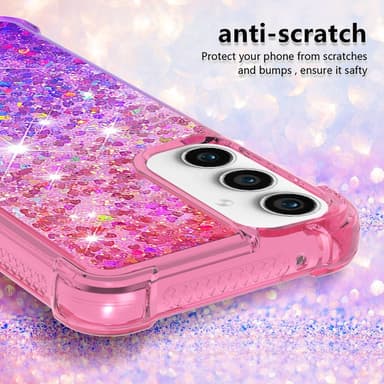 SKALO Samsung S23 FE Kvicksand Glitter Hjärtan TPU-skal - Rosa-Lila