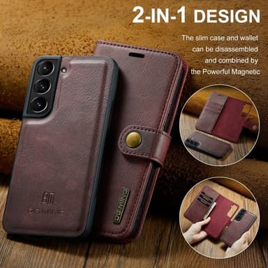 DG MING Samsung S24 2-i-1 Magnet Plånboksfodral - Röd