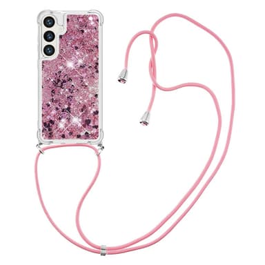 SKALO Samsung S24 Kvicksand Glitter Mobilhalsband - Rosa