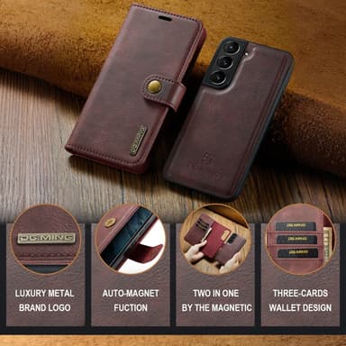 DG MING Samsung S24 2-i-1 Magnet Plånboksfodral - Röd