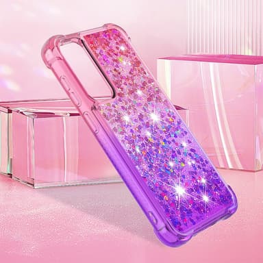 SKALO Samsung S23 FE Kvicksand Glitter Hjärtan TPU-skal - Rosa-Lila