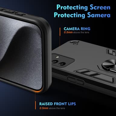 SKALO Samsung A05s 4G Armor Hybrid Metallring skal - Svart