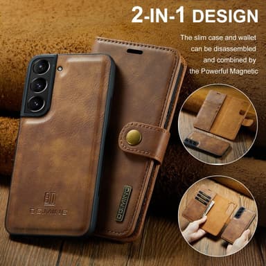 DG MING Samsung S24+ 2-i-1 Magnet Plånboksfodral - Brun