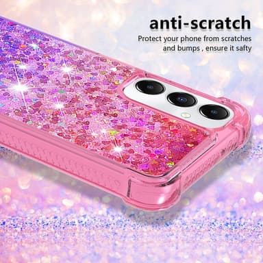 SKALO Samsung A05s 4G Kvicksand Glitter Hjärtan TPU-skal - Rosa-Lila