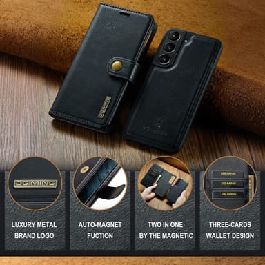 DG MING Samsung S24 2-i-1 Magnet Plånboksfodral - Svart