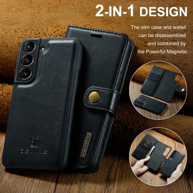 DG MING Samsung S24 2-i-1 Magnet Plånboksfodral - Svart
