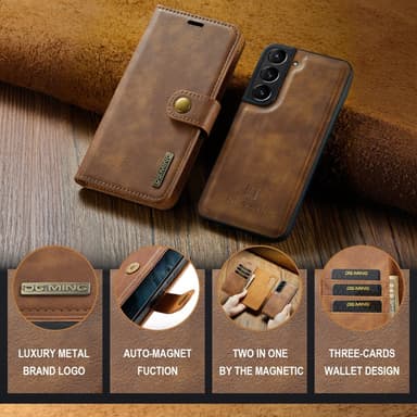 DG MING Samsung S24 2-i-1 Magnet Plånboksfodral - Brun
