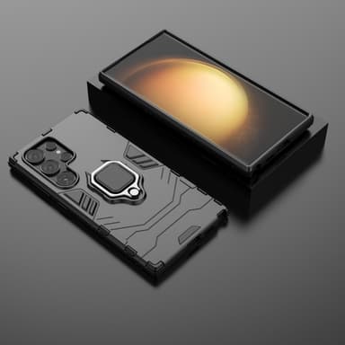 SKALO Samsung S24 Ultra Armor Hybrid Metallring skal - Svart