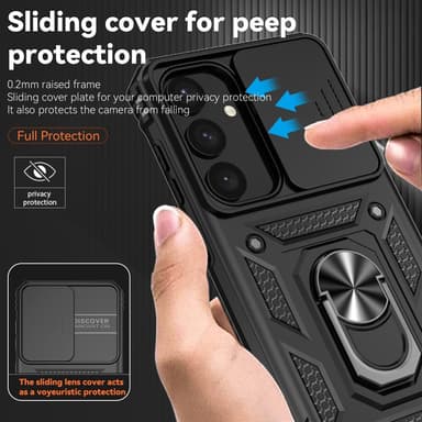 SKALO Samsung S24+ Armor Hybrid Metallring Kameraslider - Svart