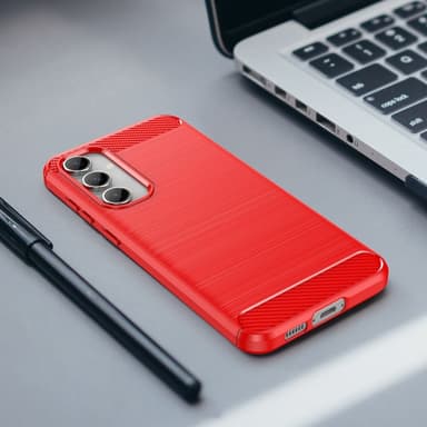 SKALO Samsung S23 FE Armor Carbon Stöttåligt TPU-skal - Röd